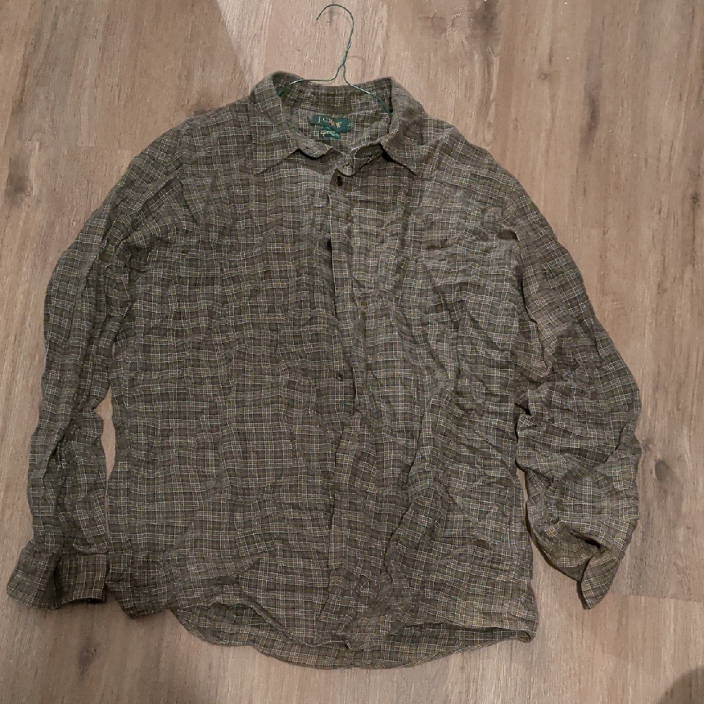 J. Crew Olive Plaid Shirt